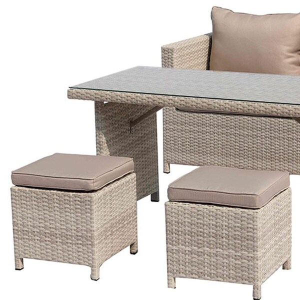 Homeroots Aluminum & Wicker Beige Metal Set Table4 Piece 50 x 25 x 42.5 in. - 372171