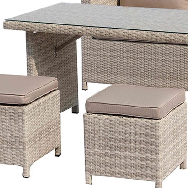 Homeroots Aluminum & Wicker Beige Metal Set Table4 Piece 50 x 25 x 42.5 in. - 372171