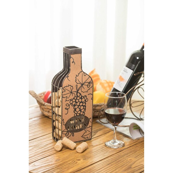 Vintiquewise Vintage Metal Bottle Shaped Wine Cork Holder - QI003567