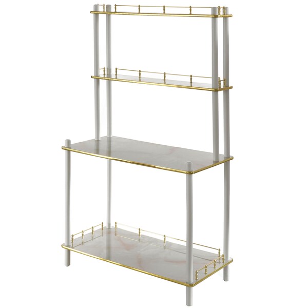 Fabulaxe Modern Display Wooden Console Bar Serving Table with 4 Tiered Open Shelves, Brown - QI004486.WT
