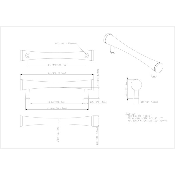 Elements By Hardware Resources 96 mm Center-to-Center Satin Nickel Sedona Cabinet Pull - 475SN