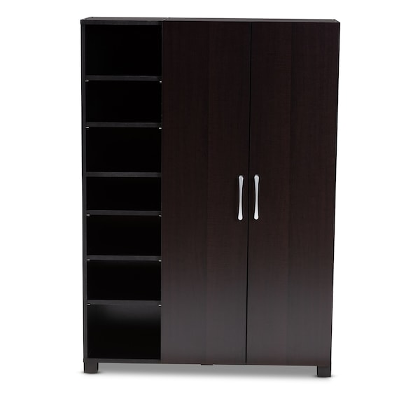 Baxton Studio Marine 2-Door Wood Entryway Shoe Storage Cabinet with Open Shelves - 153-9157