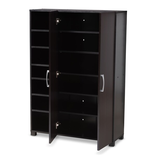 Baxton Studio Marine 2-Door Wood Entryway Shoe Storage Cabinet with Open Shelves - 153-9157