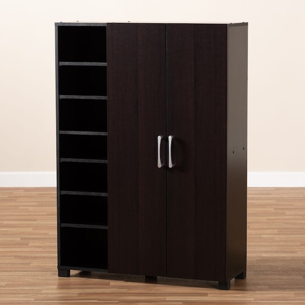 Baxton Studio Marine 2-Door Wood Entryway Shoe Storage Cabinet with Open Shelves - 153-9157
