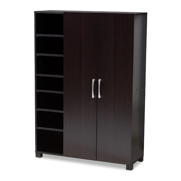 Baxton Studio Marine 2-Door Wood Entryway Shoe Storage Cabinet with Open Shelves - 153-9157