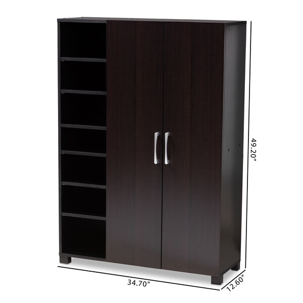 Baxton Studio Marine 2-Door Wood Entryway Shoe Storage Cabinet with Open Shelves - 153-9157