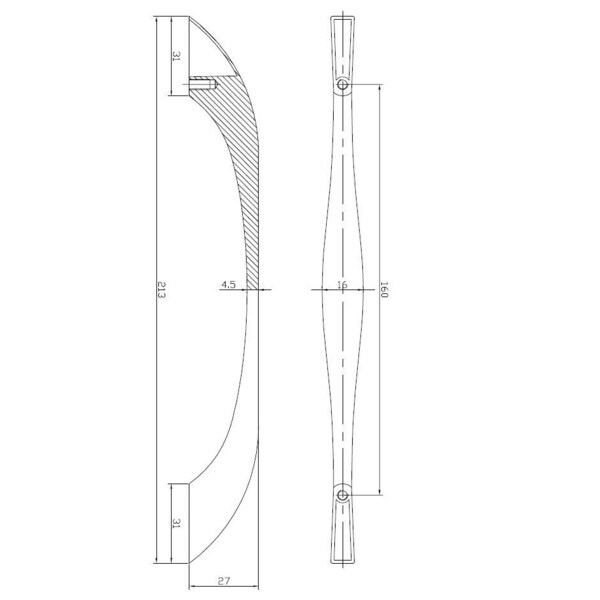 Richelieu 6-5/16 in. (160 mm) Center-to-Center Chrome Contemporary Drawer Pull - BP6969160140