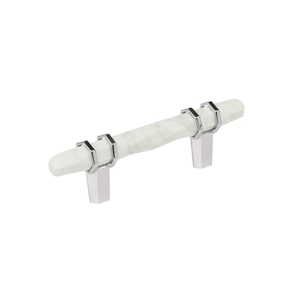 Amerock Carrione 3 inch 76mm Center-to-Center Marble White/Polished Chrome Cabinet Pull - BP36639MW26