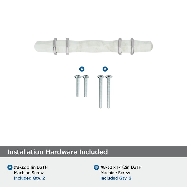 Amerock Carrione 3 inch 76mm Center-to-Center Marble White/Polished Chrome Cabinet Pull - BP36639MW26