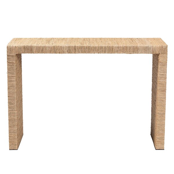 Bali & Pari Colandra Modern Bohemian Natural Brown Seagrass and Wood Console Table - 240-13455-ZORO