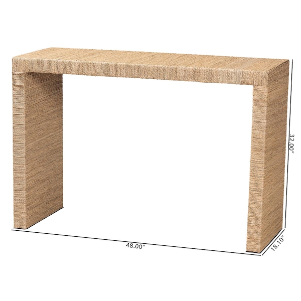 Bali & Pari Colandra Modern Bohemian Natural Brown Seagrass and Wood Console Table - 240-13455-ZORO