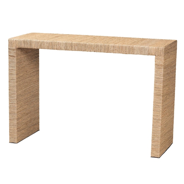 Bali & Pari Colandra Modern Bohemian Natural Brown Seagrass and Wood Console Table - 240-13455-ZORO
