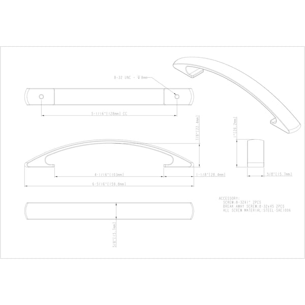Elements By Hardware Resources 128 mm Center-to-Center Brushed Oil Rubbed Bronze Arched Strickland Cabinet Pull - 771-128DBAC