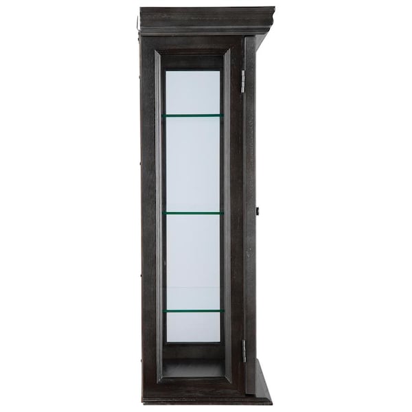 Design Toscano Country Tuscan Hardwood Wall Curio Cabinet: Ebony Black Finish - BN24302