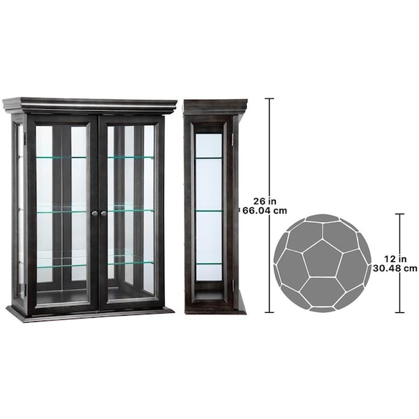 Design Toscano Country Tuscan Hardwood Wall Curio Cabinet: Ebony Black Finish - BN24302