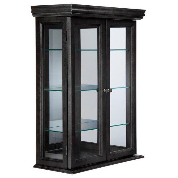 Design Toscano Country Tuscan Hardwood Wall Curio Cabinet: Ebony Black Finish - BN24302