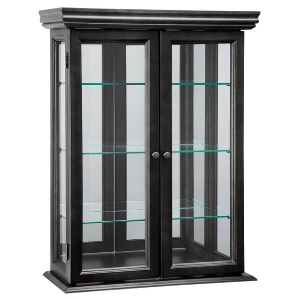 Design Toscano Country Tuscan Hardwood Wall Curio Cabinet: Ebony Black Finish - BN24302