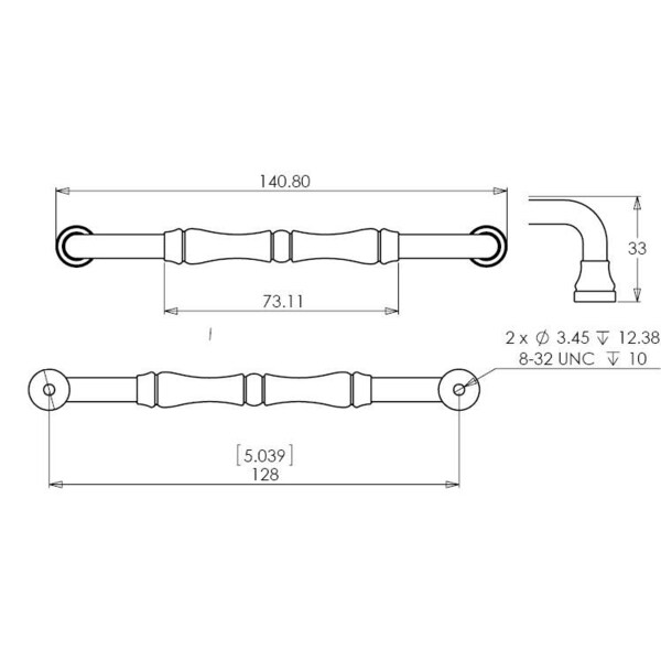 Richelieu 5-1/16 in. (128 mm) Center-to-Center Antique Nickel Traditional Drawer Pull - BP740128143
