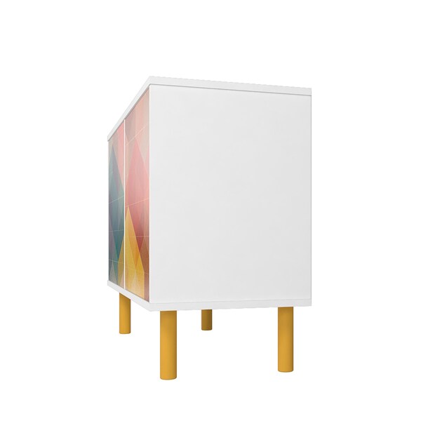 Manhattan Comfort Retro Accent Cabinet in White and Multi Color Red, Yellow, Blue - AC-312AMC132