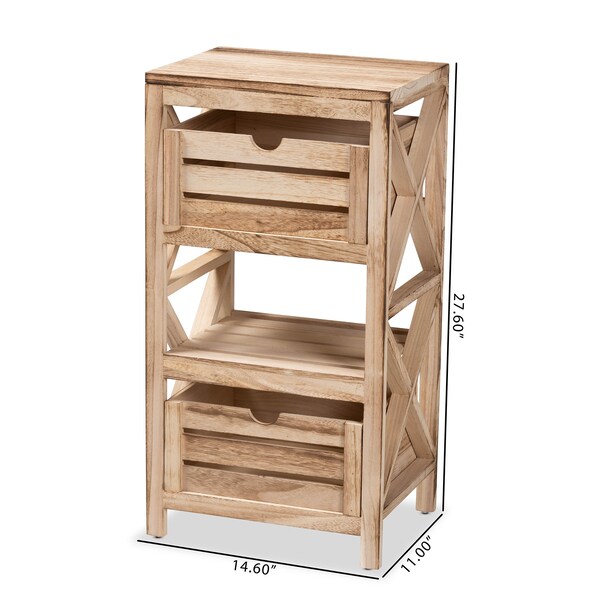 Baxton Studio Mandell ModernNatural Brown Finished Wood 2-Drawer Storage Unit - 198-12280-ZORO