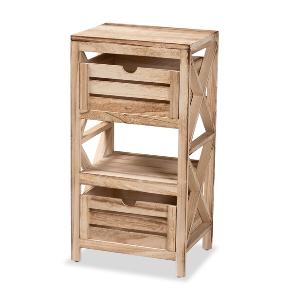 Baxton Studio Mandell ModernNatural Brown Finished Wood 2-Drawer Storage Unit - 198-12280-ZORO