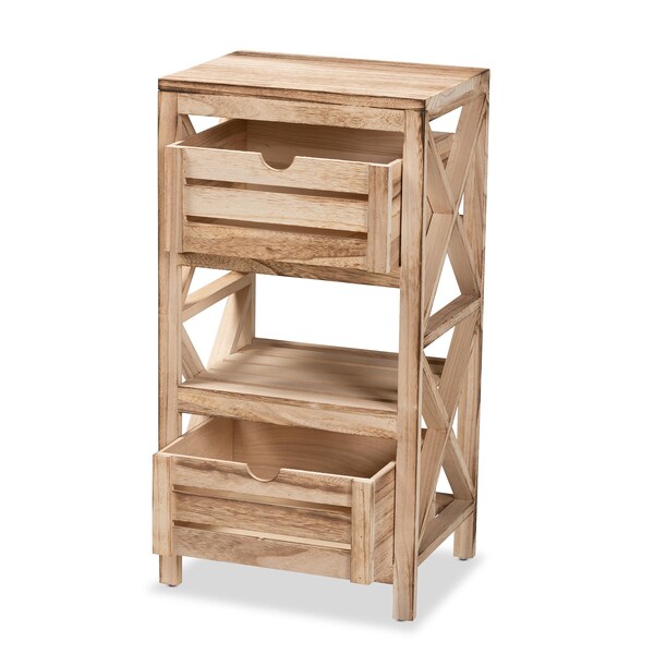 Baxton Studio Mandell ModernNatural Brown Finished Wood 2-Drawer Storage Unit - 198-12280-ZORO