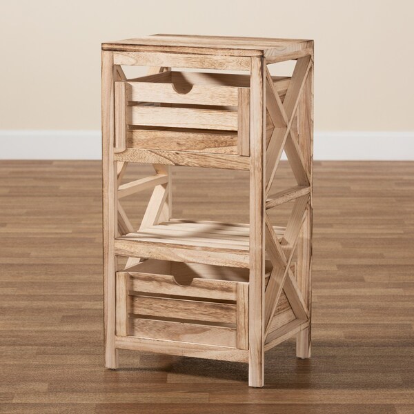 Baxton Studio Mandell ModernNatural Brown Finished Wood 2-Drawer Storage Unit - 198-12280-ZORO