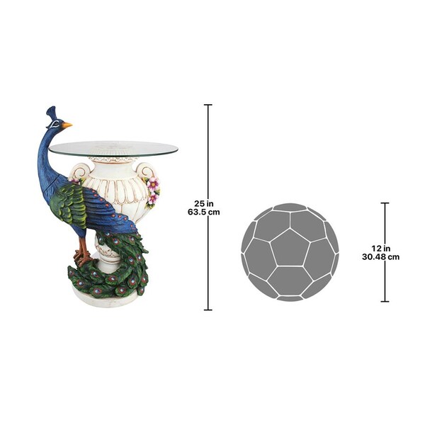 Design Toscano Staverden Castle Peacock Sculptural Glass-Topped Table - KY4128