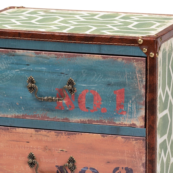 Baxton Studio Amandine Multicolor Finished Wood 4-Drawer Accent Storage Chest - 164-10657