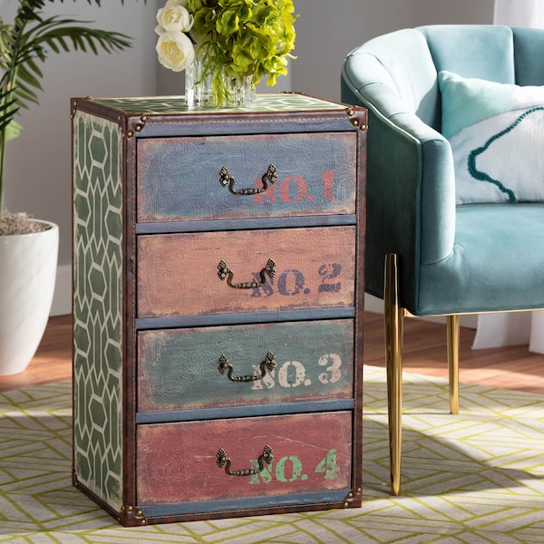 Baxton Studio Amandine Multicolor Finished Wood 4-Drawer Accent Storage Chest - 164-10657