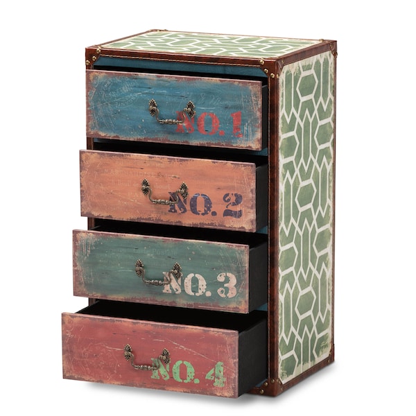 Baxton Studio Amandine Multicolor Finished Wood 4-Drawer Accent Storage Chest - 164-10657