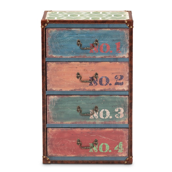 Baxton Studio Amandine Multicolor Finished Wood 4-Drawer Accent Storage Chest - 164-10657