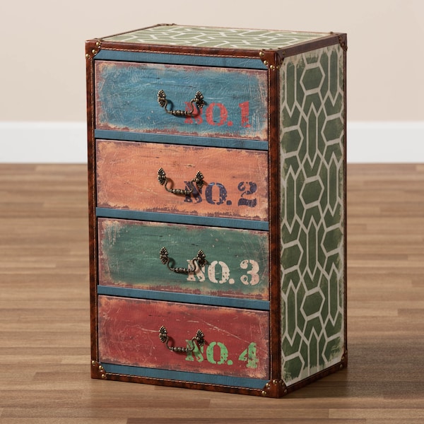 Baxton Studio Amandine Multicolor Finished Wood 4-Drawer Accent Storage Chest - 164-10657