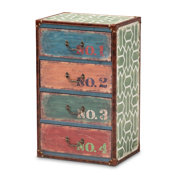Baxton Studio Amandine Multicolor Finished Wood 4-Drawer Accent Storage Chest - 164-10657