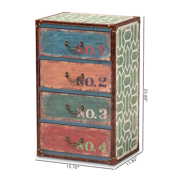Baxton Studio Amandine Multicolor Finished Wood 4-Drawer Accent Storage Chest - 164-10657