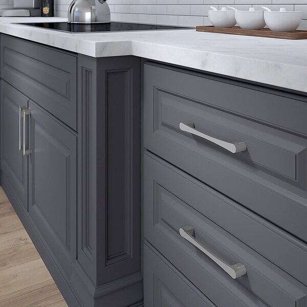 Richelieu Kent Collection 6 5/16-inch (160 mm) Brushed Nickel Modern Rectangular Cabinet Pull - BP7470160195