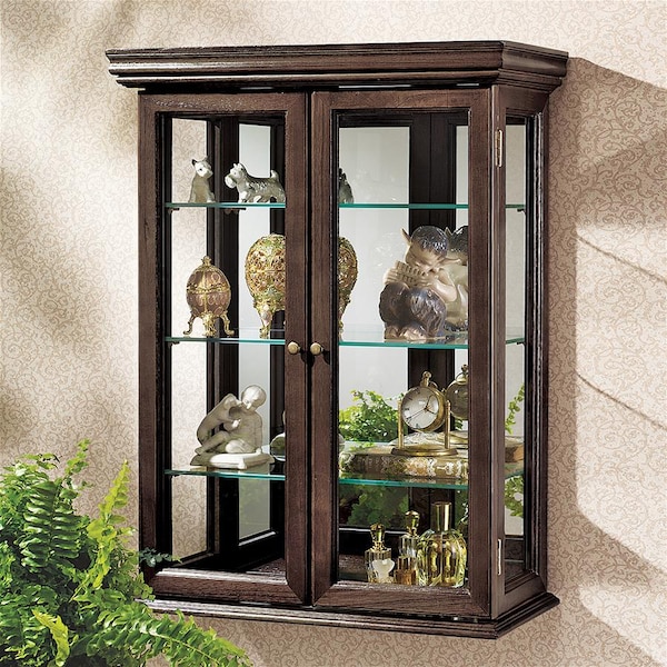 Design Toscano Country Tuscan Hardwood Wall Curio Cabinet: Walnut Finish - BN2430