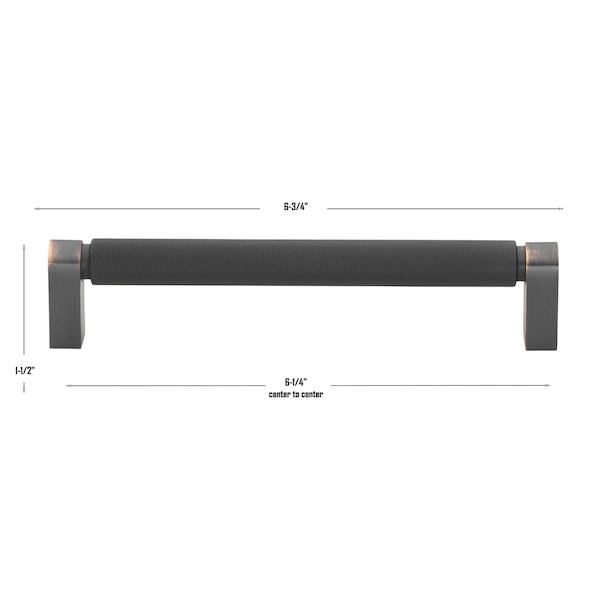 Gliderite Hardware 6-1/4 in. Center to Center Knurled Bar Pull Oil Rubbed Bronze - 4788-160-ORB-1