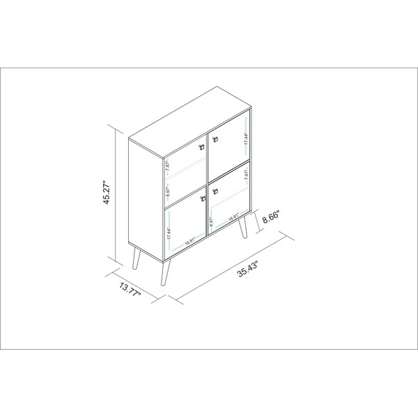 Manhattan Comfort Avesta 45.28 High Double Cabinet, White, Color Stamp and Yellow - 177AMC132