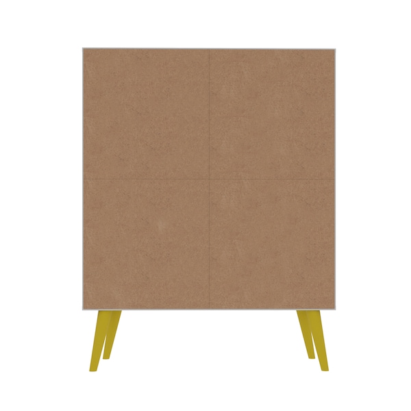 Manhattan Comfort Avesta 45.28 High Double Cabinet, White, Color Stamp and Yellow - 177AMC132