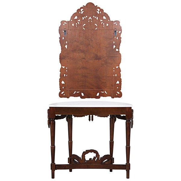 Design Toscano Chateau Gallet Marble Topped Hardwood Console Table with Mirror - DY94047