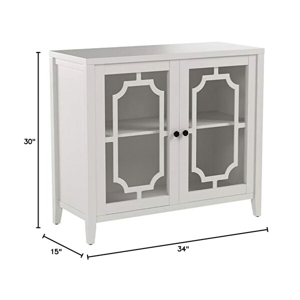 Acme Storage Wooden Console Table with 2 Glass Doors in White - ER-0174WH