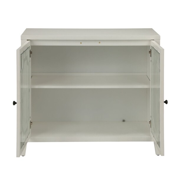 Acme Storage Wooden Console Table with 2 Glass Doors in White - ER-0174WH