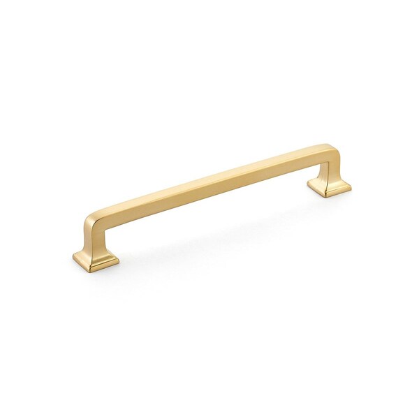Schaub 6in Center to Center Menlo Park Cabinet Pull Signature Satin Brass Finish - 537-SSB