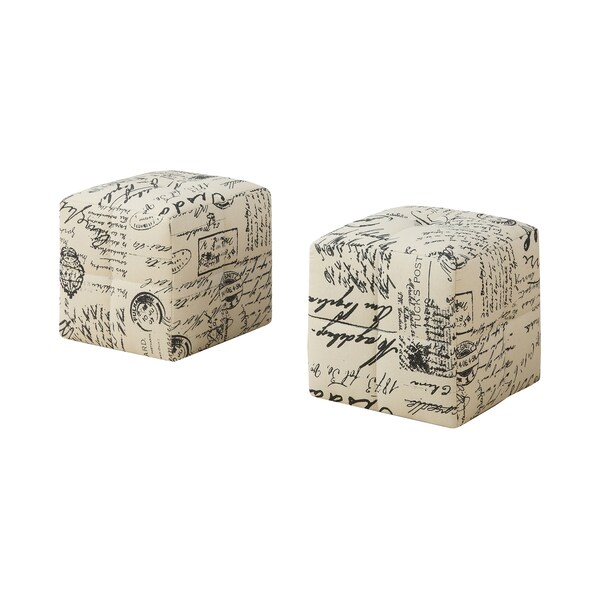 Monarch Specialties Ottoman, Pouf, Footrest, Foot Stool, Set Of 2, Juvenile, Fabric, Beige, Transitional - I 8162