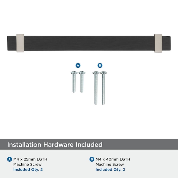 Amerock Overton 6-5/16 in 160 mm Center-to-Center Brushed Matte Black/Satin Nickel Cabinet Pull - BP36683BMBG10