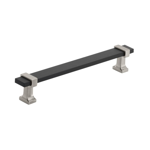 Amerock Overton 6-5/16 in 160 mm Center-to-Center Brushed Matte Black/Satin Nickel Cabinet Pull - BP36683BMBG10