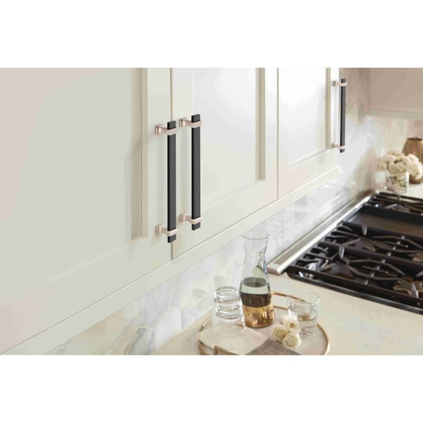 Amerock Overton 6-5/16 in 160 mm Center-to-Center Brushed Matte Black/Satin Nickel Cabinet Pull - BP36683BMBG10