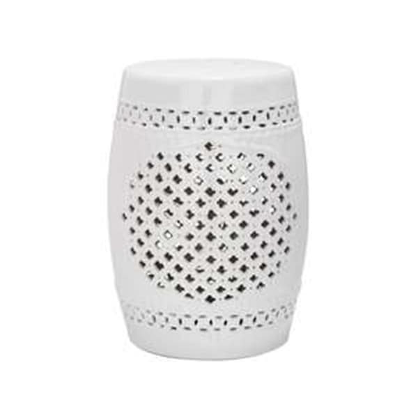 Safavieh Ceramic Quatrefoil Garden Stool, White - ACS4506A