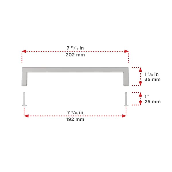 Richelieu Lambton Collection 7 9/16-inch (192 mm) Brushed Nickel Modern Rectangular Cabinet Pull - BP873192195
